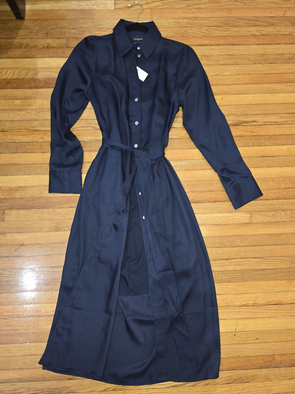 Banana Republic Navy Long Sleeve Shirt Dress with Tie Waist